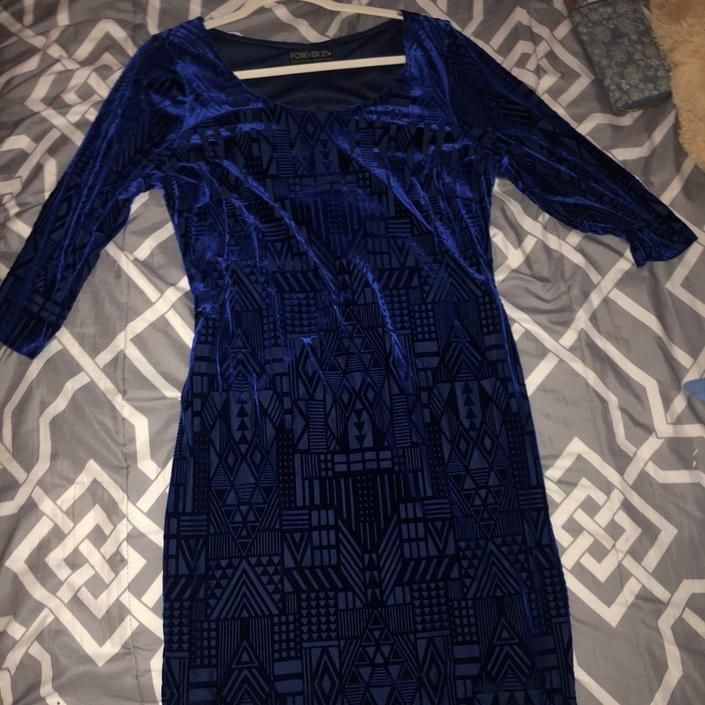 Forever 21 Navy Blue Suede Dress (50s)